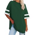 thumbnail image 1 of Chandails à Manches Courtes pour Femmes T-Shirts Surdimensionnés pour Femmes T-Shirts Amples Demi-Manches Col Rond Hauts Color Block Tuniques T-Shirts Surdimensionnés pour Femmes Hauts à Demi-Manches pour Femmes, 1 of 6