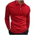 thumbnail image 2 of RXIRUCGD Homme Culturisme Uni Sport Bouton Décontracté Col Montant Barre Verticale Manches Longues Chemise de Golf, Rouge, Taille : TG, 2 of 6