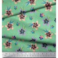 thumbnail image 2 of Soimoi Tissu Popeline de Coton Vert Feuilles & Fleurs Imprimé Floral au Mètre 56 Pouces de Large, 2 of 3