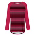 thumbnail image 4 of T-shirts Graphiques pour Femmes Femmes Chandail à Rayures Surdimensionné Manches Raglan Longues Col Rond Chandails à Enfiler 2024 Automne Chandail à Enfiler Tunique Ample Hauts S-109 Bourgogne P, 4 of 5