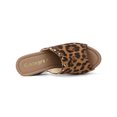 thumbnail image 4 of BLISSFUL STEP Women's Shoes Platform Chunky Heels Open Toe Rivet Faux Suede Slides Sandals Leopard 7, 4 of 7