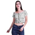 thumbnail image 2 of Moomaya Tunique Courte à Manches Courtes en Viscose Imprimée avec Fermeture Éclair Hauts d'Été pour Femmes, 2 of 4