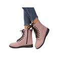 thumbnail image 1 of UKAP Women Combat Boot Side Zip Booties Lace Up Ankle Boots Work Shoes Waterproof Pink 7, 1 of 8