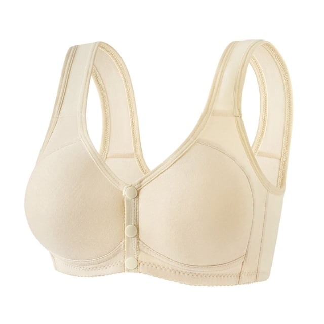 LOVZFMLL Plus Size Bras for Women Solid Color Comfort Soft Bra No Underwire Front Closure Full Coverage Everyday Bralettes Beige 2XL