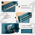 thumbnail image 4 of MODERNLUXE 55.7" Kitchen Island for 4-6,Rolling Kitchen Cart on 5 Wheels with Spice & Towel Rack, 3 Drawers,Power Outlet and 2 Drop Leaf,Folding Dining Table for Kitchen Dining Room,Green, 4 of 9