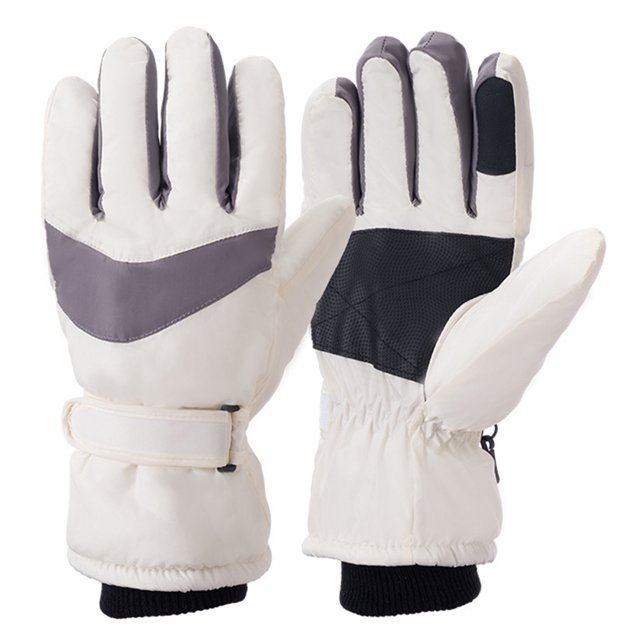 TIEVOSA Winter UniOutdoor Gloves Ski Plus Velvet New Windproof Anti Riding Gloves(Beige)