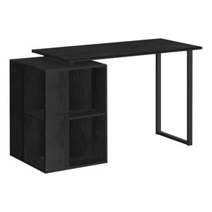 Monarch Specialties Bureau d'ordinateur, Bureau à la maison, Gauche, Installation droite, Étagères de rangement, 55"l, Travail, Ordinateur portable, Métal, Stratifié, Noir, Contemporain, Moderne