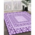 thumbnail image 3 of Ahgly Tapis d'Intérieur Lavable en Machine Carré Transitionnel Fleur Rose, 7 Pieds Carré, 3 of 7