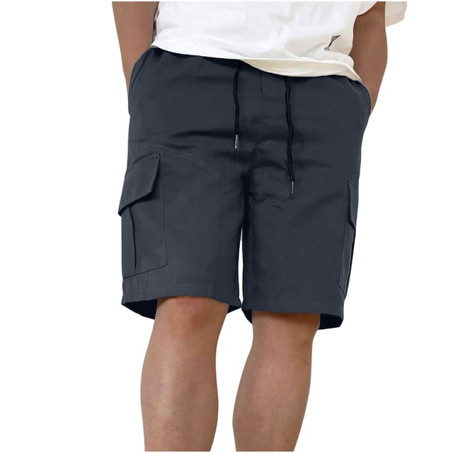 Birdeem Mens Shorts Mens Casual Solid Color Casual Drawstring Pockets Elastic Sports Shorts