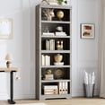 thumbnail image 1 of Tall Farmhouse Bookcase - 6 Tier Adjustable Open Bookshelf with Anti-Slip & Anti-Tip, Home Office, Living Room, Study, Balcony, Library, Hand-Grabbed Gray, 6 Layers, W600, 1 of 7