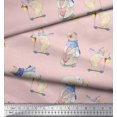 thumbnail image 2 of Soimoi Tissu Satin Modal Cycle,Rabbit & Bear Tissu Imprimé pour Enfants 1 Yard 42 Pouces de Large, 2 of 2