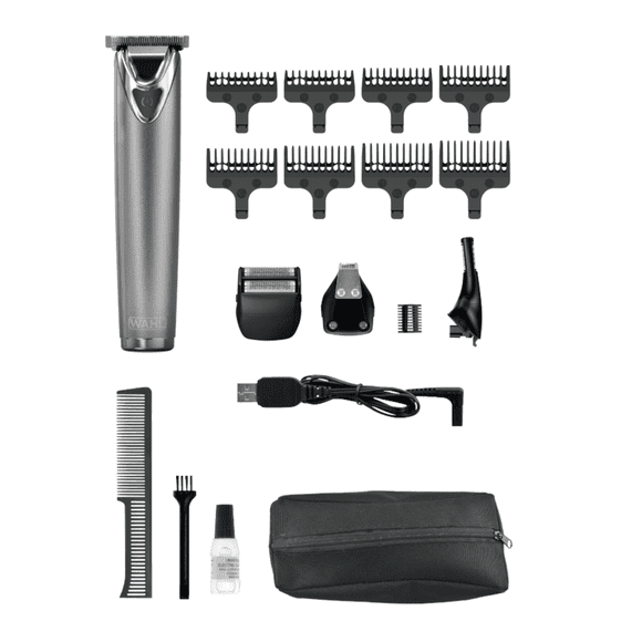 Wahl Lithium-Ion Stainless Steel Trimmer – All-in-One Waterproof Grooming Kit with T-Blade, Dual Shaver, LED, 3.5 Hr Runtime & Guide Comb - Model 3114