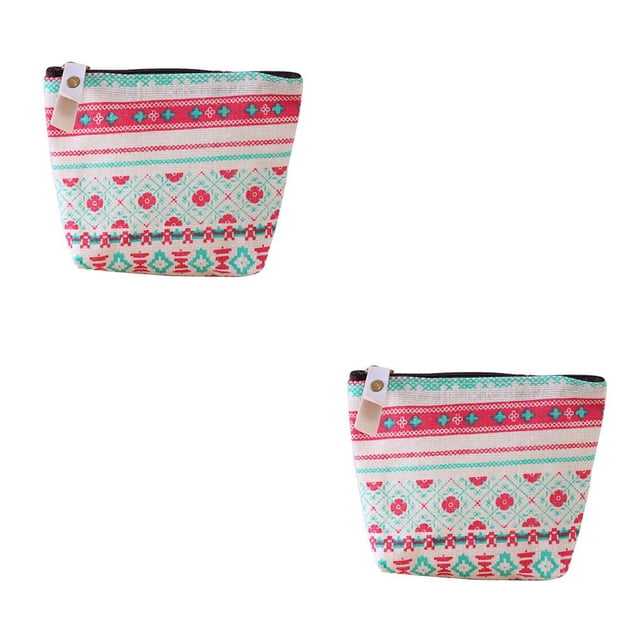 ZheElen Mini Women Purse Cartoon Holder Wallet Money Bags Key Card Wallet Zipper Change Case Storage Bag folk-custom 2Set