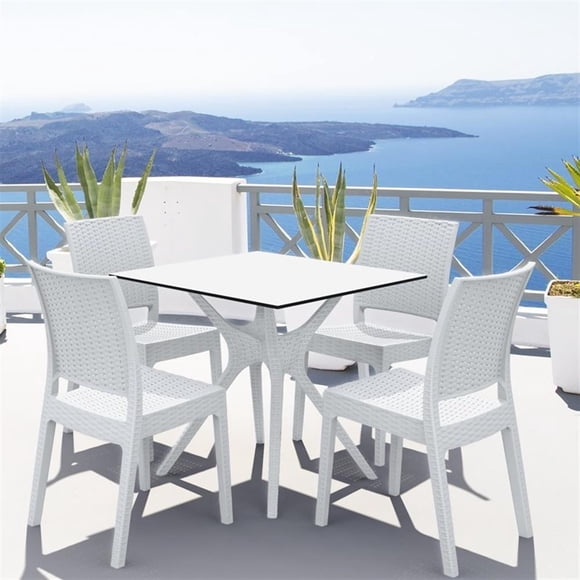 Compamia Ibiza Ensemble de Salle à Manger de Patio 5 Pcs, Blanc