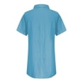 thumbnail image 5 of Weiqiqre Chemises pour Femmes Été Robe en Coton et Lin Robe Mini à Col en V Décontractée à Manches Courtes Tunique Ample Robes, 5 of 5