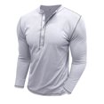 thumbnail image 1 of RXIRUCGD Blouse à Manches Longues Col Rond pour Hommes, Blanc, Taille : S, 1 of 5