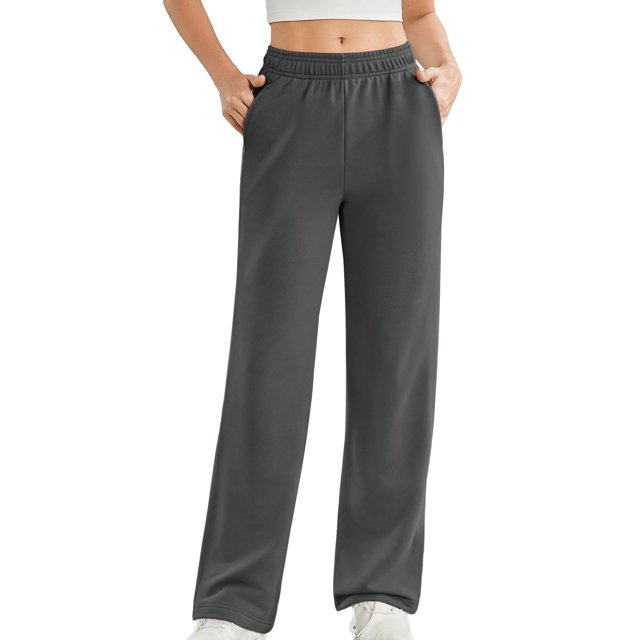 Womens Sweat Pants, Fashion Casual Solid Color Waist Sweatpants with Side Pockets