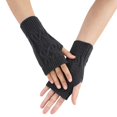 thumbnail image 1 of Ladies Warm Knit Fingerless Gloves Convertible Mittens Fashion Flowers, 1 of 6
