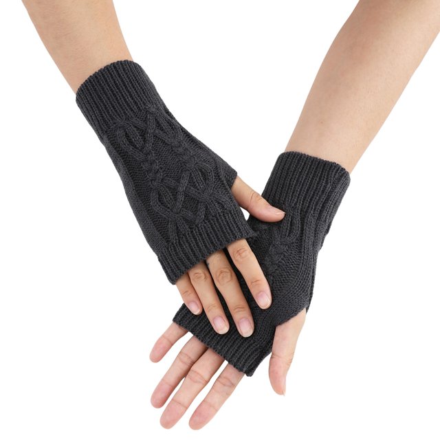 Ladies Warm Knit Fingerless Gloves Convertible Mittens Fashion Flowers