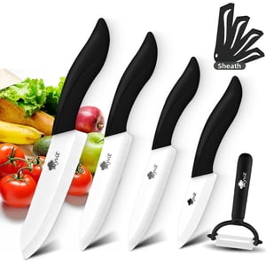 Couteaux en céramique Set Couteau de cuisine avec couvercle,Couteau à Parer aux fruits colorés pour légumes et viandes de laitue,3" Couteau de parage, 4" Couteau à fruits, 5" Couteau utilitaire, 6" Couteau de chef