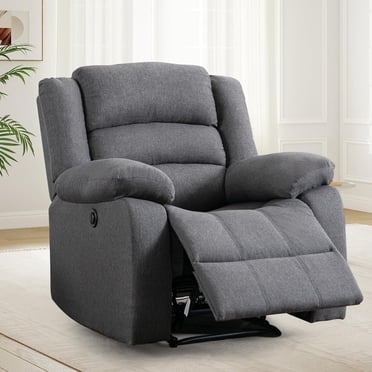 Bonzy Home Power Recliner Chair, Fabric Electric Reclining Chair with Overstuffed Cushion and Back, Comfy Oversized Recliners for Living Room, Bedroom, Adults, Grey