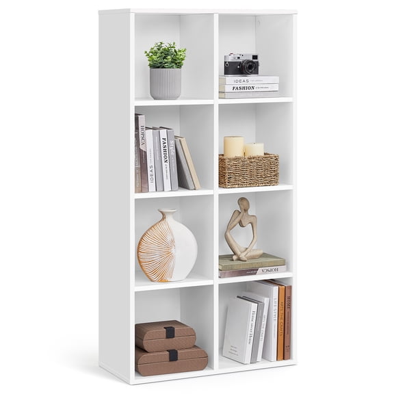 VASAGLE Bibliothèque, Étagère en Bois, Présentoir à 8 cubes, Garde-Robe Séparée pour Bureau à Domicile, Blanc