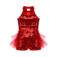 thumbnail image 3 of Linjinx Robe Tutu de Danse Ballet à Sequins Brillants pour Filles, Costume de Performance Jazz Latin Moderne Rouge 5, 3 of 7