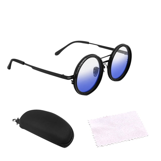 Lunettes de Soleil Rondes Polarisées avec Teinte Réglable en Continu ND9, Commande Manuelle de 1 à 9 Vitesses pour Activités de Plein Air
