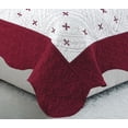 thumbnail image 4 of Marina Decoration Embroidered Stitching Coverlet Bedspread Ultra Soft Solid Bedding Summer Quilt Set with Quilted Sham, Red Floral Pattern, 4 of 5