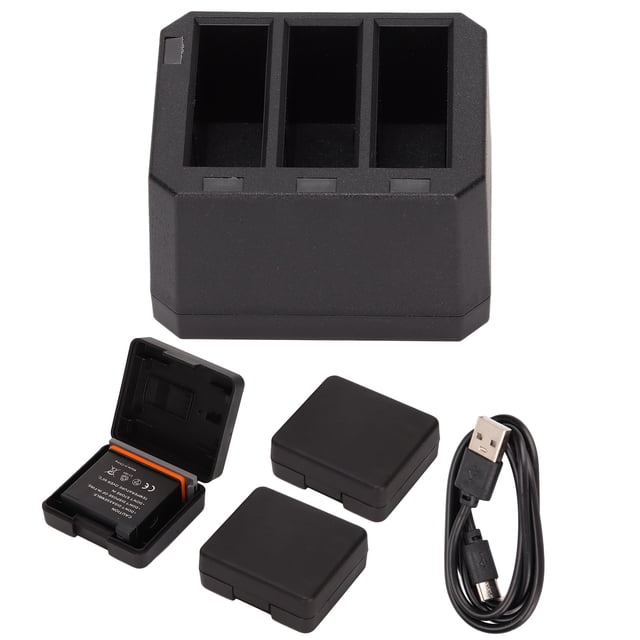 Batterie + Triple Chargeur, Coffre-Fort Batterie Chargeur Kit DC 5V 2-4A Entrée pour OSMO Action Camera
