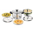 thumbnail image 1 of Premium Stainless Steel Idli Cooker & Steamer With Glass Lid & Handles - Silver, 4 Liters | Multi Cooker - 4 Idli Plates+ 2 Dhokla Plates+ 2 Steamer Plates | Dhokla Maker, Momo Steamer, 1 of 5