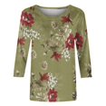 thumbnail image 4 of TIMIFIS Hauts pour Femmes Mi-Long Printemps Automne Imprimés Manches 3/4 Hauts Mode Grande Taille Col Ras du Cou T-Shirts Décontractés Blouses Chemises à Manches Longues pour Femmes Automne, 4 of 5