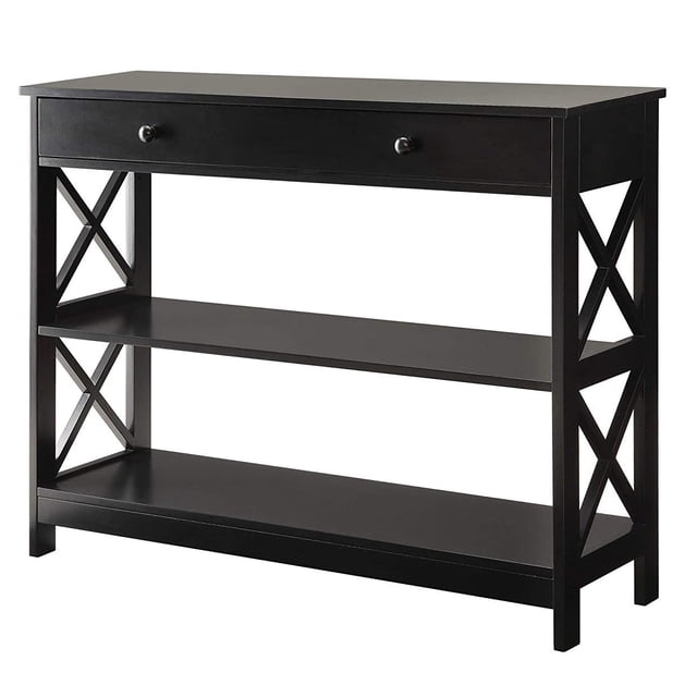 Convenience Concepts Oxford Table Console à 1 Tiroir avec 2 Étagères Ouvertes, Noir