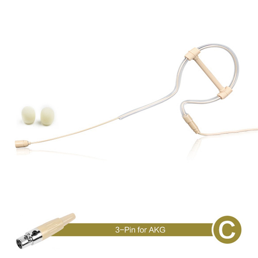 Micro-casque Beige à Crochet d'Oreille Simple, Microphone Porté sur la Tête, 3,5 mm, 3 Broches, 4 Broches, Fiche XLR