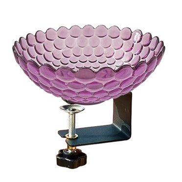 AHMT Bird Bath for Outside, Metal Birdbath Bowl Decorated Hummingbird Flower Freestanding Garden Bird Bath Feeder Outdoor Decor Yard Art(A,Purple)