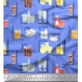 thumbnail image 1 of Soimoi Blue polyester Crepe Fabric Text & Soft Drinks Party Printed Fabric 1 Yard 42 Inch Wide, 1 of 5