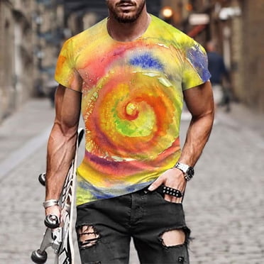 matoen T-shirt à Encolure d'Été pour Homme, Motif Imprimé, Manches Courtes, en Liquidation