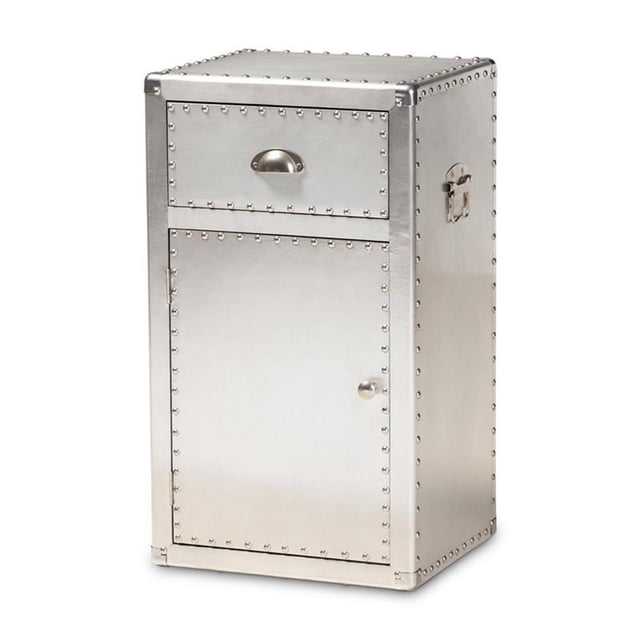 Bowery Hill Armoire de Rangement d'Accent en Métal de Style Mi-Siècle à 1 Porte, Argent