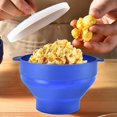thumbnail image 2 of Foldable Oven Bowl Popcorn Bowl Round Portable Popcorn Bowl with Lid for Home Use Red,2 * Oven bowl,Red, 2 of 6