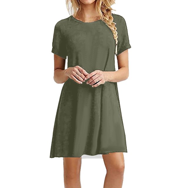 B91xZ Robes Décontractées pour Femmes Plage Florale T-Shirt Robe d'Été Manches Courtes Poches Robe Débardeur Ample, AG L