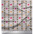 thumbnail image 1 of Soimoi Gris polyester Georgette Tissu Feuilles, Rayures & Fleurs Roses Rayures Tissus Imprimés par Yard 52 Pouces de Large, 1 of 5