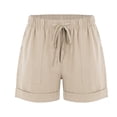 thumbnail image 4 of Timegard Wide Leg Shorts for Women Cotton Linen Elastic High Waisted Drawstring Loose Shorts with Pockets, 4 of 7