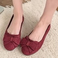 thumbnail image 2 of CHGBMOK Women's Sandals Spring and Summer New Style Solid Color Suede Bow Round Toe Moccasins Low Heels,Sizes 36-43, 2 of 9