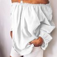 thumbnail image 2 of Pompotops Women Casual Solid Stringy Long Sleeved Off The Shoulder Tops Clearance, 2 of 6