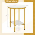 thumbnail image 3 of Gymax 2-Tier Round Side Table Set of 2 16'' Faux Marble End Table w/ Storage Shelf, 3 of 9