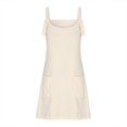 thumbnail image 4 of Femmes Été Robes Casual Solide Couleur Poches Bretelles Courte Mini Robe, 4 of 6