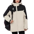 thumbnail image 2 of Sentmoon Jacket Oversized Hooded Neck Long Sleeve Winter Coat for Women Zipper Color Block Windproof Waterproof Women Clothing with Pockets Fall and Winter Stylish for Backpacking and Camping, 2 of 9