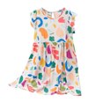 thumbnail image 1 of hengsof Girls' Flying Sleeve Printed Summer Dress, Fashionable Pattern Casual Dress, Comfortable Round Neck Cute Princess Dress, 1 of 5