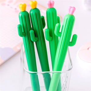 Uscallm Cactus Pens 4-Pack Gel Ink Pens 0.5mm Fine Point Comfortable Writing Study Supplies Office Home Stationery Cactus Shaped Pens for Study Teachers