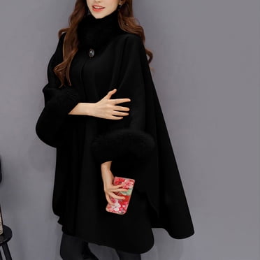Miqool Manteau d'Hiver Cape pour Femmes Veste Cape pour Dames Manches Chauve-Souris Manteau Cape Chaud Long Cape Manteau d'Extérieur Décontracté Ouvert Châles en Liquidation Liquidation